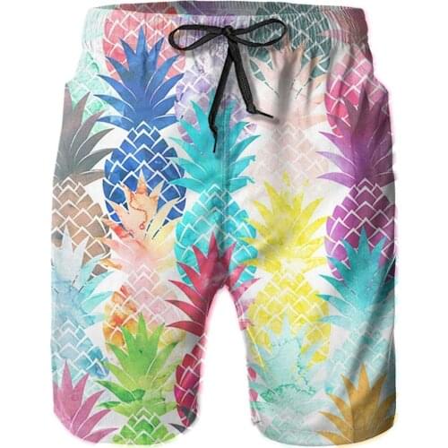 Men Bandana Swim Shorts S Pineapple-Colored Swimtrunks Board Shorts Water Resistant Casual Summer Beach Shorts Mesh Lining