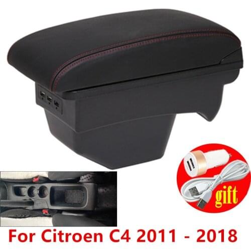 For Citroen C4 armrest 2011-2018 car center console armrest box modification accessories with USB 2012 2013 2014 2015 2016 2017
