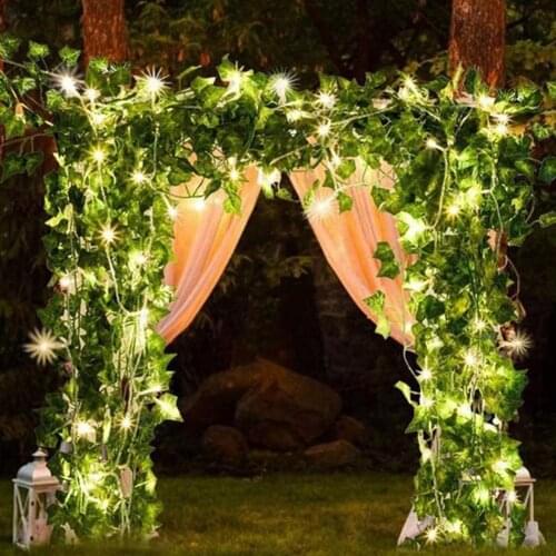 2m Artificial Ivy Vine Rattan Hanging Garland Festival Scene Layout LED Light String Decorative Lamp