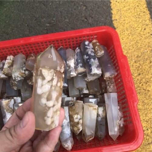 Cherry blossom agate wand points polished natural stones and crystals healing gemstones for home decoration