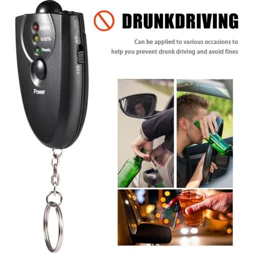 Portable Black Non-Contact Breathalyzer Keychain Digital Breath Alcohol Tester Car Accessories