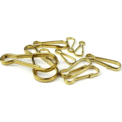 5 pcs Wholesale Solid Brass S-Ring Curtain Clasp Split Key Ring Hook Chain Loop None-spring Gate 20mm/ 33mm/ 51mm Simple Hooks