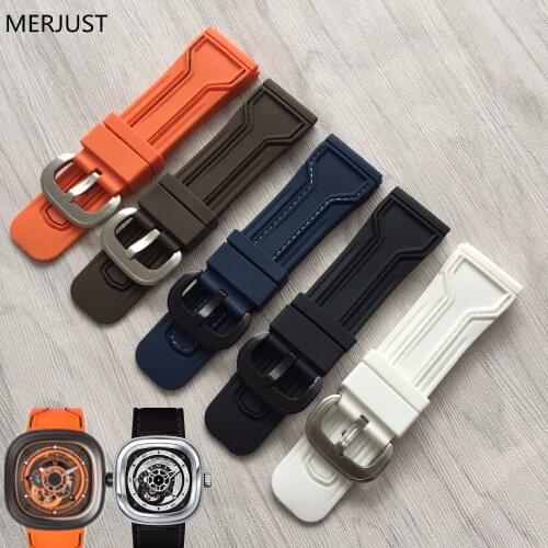28mm Mens Watchbands for Seven on Friday Strap Silicone Rubber Watch Accessories Waterproof Wrist Strap for Men Bracelet Belt
