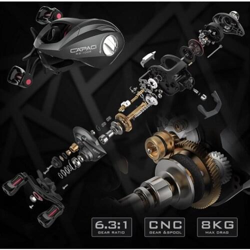 Fishing Reel Drop Wheel RS100 Raft Pole Wheels 6.3:1 Gear Ratio Left Hand Right Hand Reels CNC Wire Cup Lure Tackle