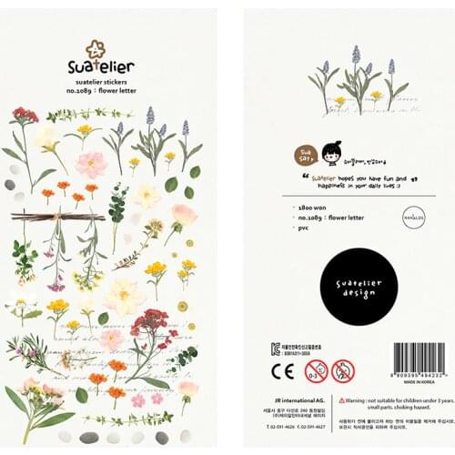 Flower Letter Sticker Stickers Diary Sticker Scrapbook Decoration PVC Stationery Stickers