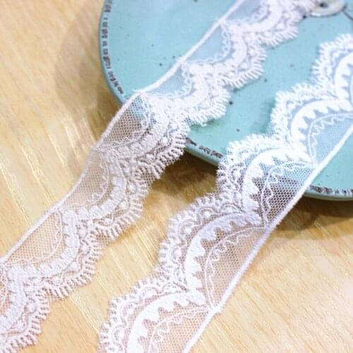 Mesh Lace Trim 10 Yard Ivory Apricot Gauze Tulle Embroidery Ribbon Edge Dress Clothes Sewing Fabric 2.5cm 0.9" wide M4F226