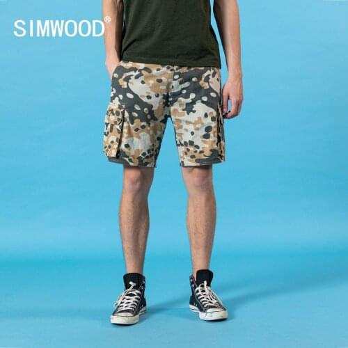SIMWOOD 2020 summer new Camouflage shorts men 100% cotton cargo shorts plus size militray multi-pockets clothing SJ120258