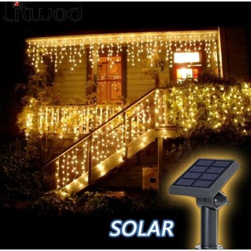 Solar Lamps Outdoor Lighting String Led Starry Rope Patio Decor Fairy Icicle Holiday & Christmas 50 Beads 7 Meters Bulbs