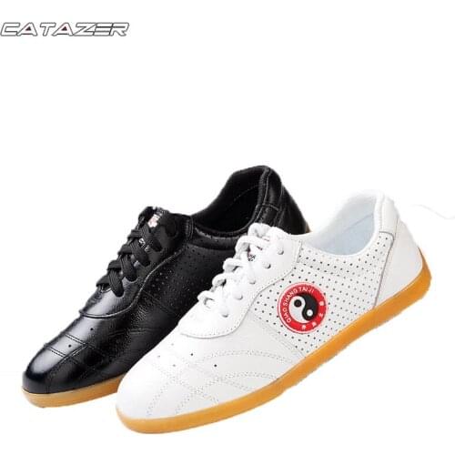 Tai Chi Shoes Soft Cowhide Beef Tendon Bottom Female Summer Breathable First Layer Leather Martial Arts Practice Shoes for Men