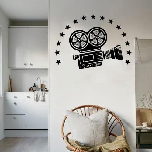 Video Camera Wall Art Mural Wall Decal For Cinema Movie Room Film Vinyl Wall Stickers Film Camera Decal Waterproof ov311