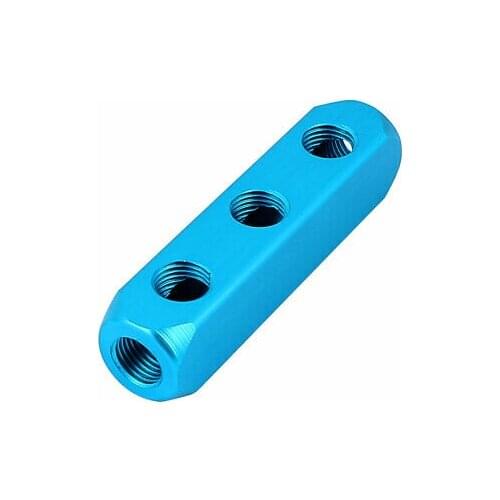 Air Compressor 1/4BSP Thread 6 Ports 3 Way Pneumatic Pipe Inline Manifold Block