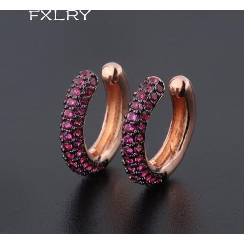FXLRY Luxury Cubic Zirconia Ear Cuff Earrings For Women Colorful Ear Clip Non Pierced Stack Earrings Fashion jewelry