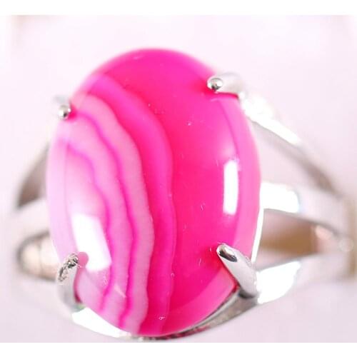 1Pcs Jewelry Gift Adjustable Ring For Women Natural Stone Oval CAB Cabochon Bead Rose Red Veins Onyx Finger Ring Z153