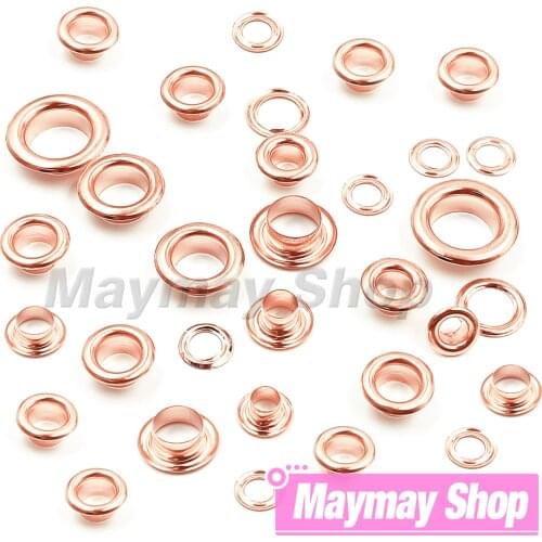 200Pcs Rose Gold Color Hole Metal Eyelets Grommets with Washer For Diy Leathercraft Shoes Belt Cap Bag Tags Clothes Accessories