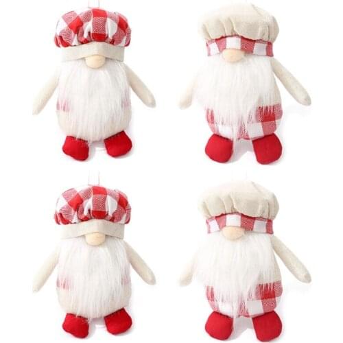 4 Pcs Christmas Chef Hat Gnome Doll Hanging Pendant Christmas Tree Decoration Cute Elf Hanging Doll Ornaments Cute Doll