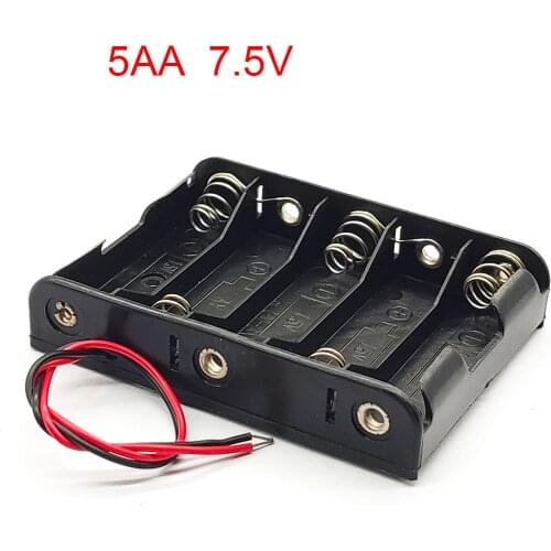 5 x AA 7.5V Power Battery Storage Case Plastic Battery Box 5 AA Battery Holder Battery Case With Cable Series 5 Slots DIY