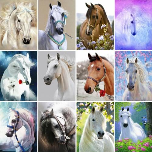 AZQSD 5d Diamond Painting Horse Diamond Art Embroidery Animal Handmade Rhinestones Gift Home Decor Needlework Cross Stitch