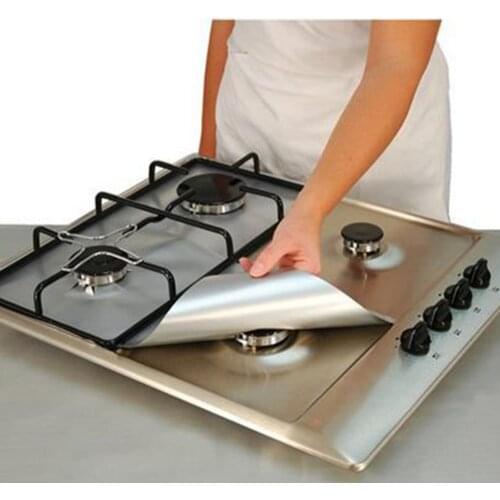 6pcs/8pcs Gas Stove Protector Pad Non Stick Reusable Glass Fiber Burner Cover Liner Mat Home Kitchen Tools