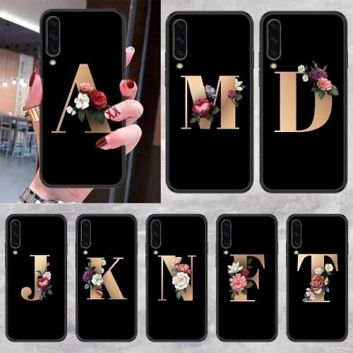 ART floral English Letter Phone case For Samsung Galaxy A 3 5 7 8 10 20 21 30 40 50 51 70 71 E S 2016 2018 4G black fashion