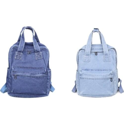 D0LF Women Vintage Denim Backpack Travel Daypack College School Handbag Shoulder Bag Rucksack