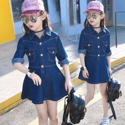 Girls Dresses Long Sleeve 2020 Autumn Brand Princess Dress Child Clothes Robe Enfant Denim Vestido Menina Infantil Clothing