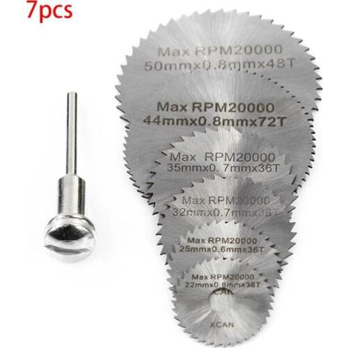 7Pcs Dremel Accessories Rotary Tool Circular Saw Blades Cutting Discs for Mini Drill Wood Cutting Power Tool 22/25/32/35/44/50mm