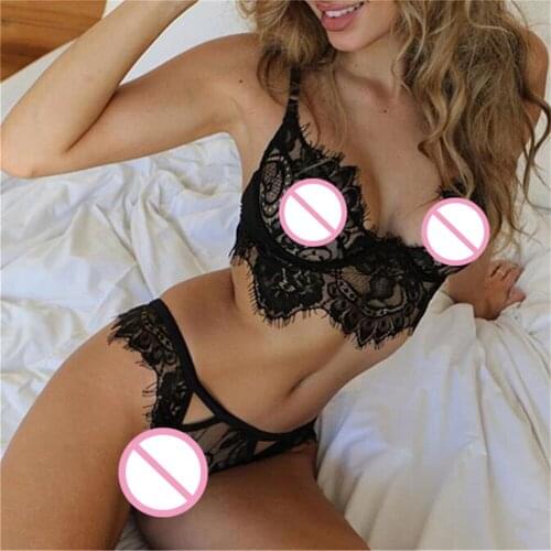 2pcs/Set Sexy Lace Corset Lace Vest Top Bra+ G-string Underwear Perspective Womens Sexy Lingerie Sleepwear Erotic Lingerie Set