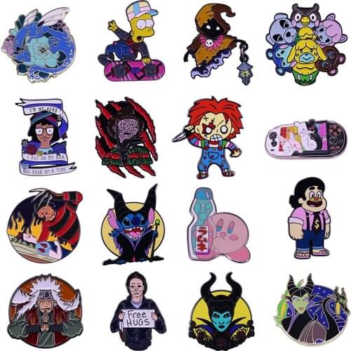 Halloween Fashion Jewelry Gifts Enamel Pins Collect Horror Movies Figure Metal Cartoon Brooch Backpack Collar Lapel Badges