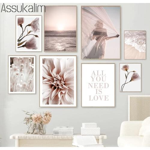 Scandinavian Poster Sea Landscape Canvas Print Plant Flower Wall Painting Fashion Wall Art Pictures Living Room Decoration