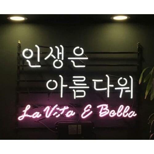 Neon Sign Cafe Rin Korea Lights Neon Wall Signs for Coffee Beer Hotel Advertise Lamp Recreational Handmade Art Real glass TUBE