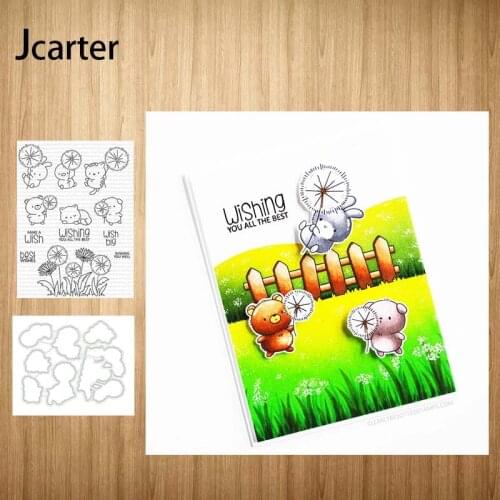 New Cat Pig Dandelion Letters Metal Cutting Dies and Clear Stamps Craft Stencil for Scrapbooking Album Paper Make Template Decor