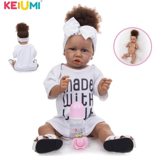 57 CM Reborn Babies Doll Realistic Beautiful Full Silicone Body Boneca Bebe Reborn Black Skin For Girls Educational Gifts