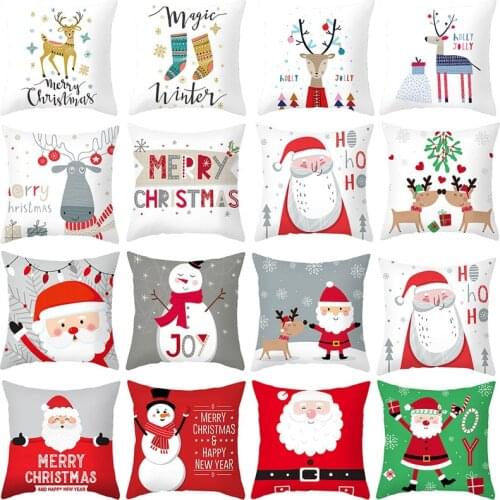 Christmas Cushion Cover Red Pillowcase Sofa Cushion Pillow Cases Seat Car Home Decor pillow cover Christmas Decoration For Home