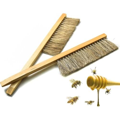 Wood Handle Bee Sweep Brush Beekeeping Tools Two Rows Horsetail Hair Bee Brushes Beekeeping Equipment for Apiculture