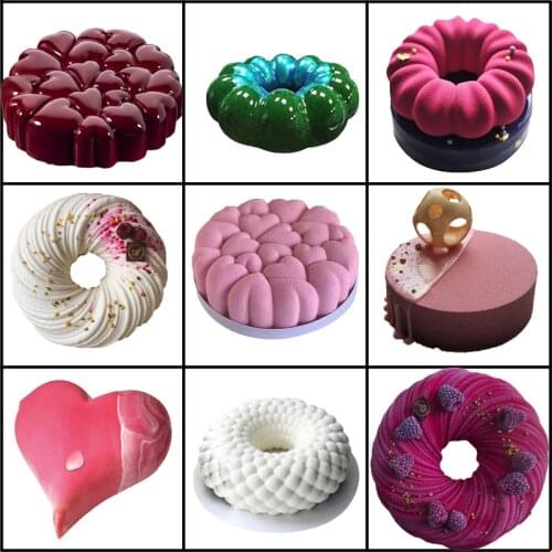Meibum DIY Art Cake Form Love Heart Mousse Dessert Mould 3D Silicone Cake Mold Pastry Tray Kitchen Bakeware Pan Baking Tools