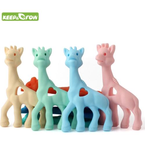 KEEP&GROW Giraffe Silicone Teethers Infant Necklace Bracelet Mordedor Baby Gift Pendant DIY Pacifier Chain Toy BPA Free Teether