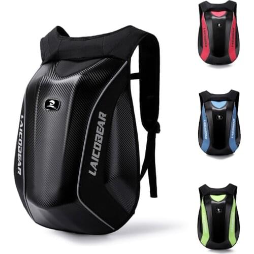 Carbon Fiber Motorcycle Helmet Bag Waterproof Moto Motorcycle Backpack Expandable Motorbike Luggage Suitcase Hard Shell 30-48L