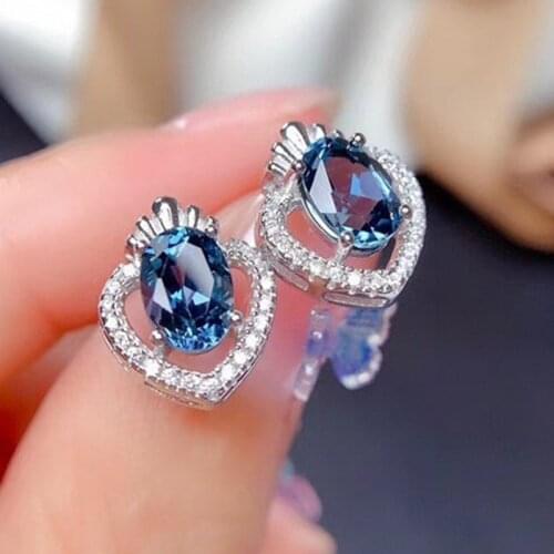 Modyle Exquisite Heart Stud Earrings for Women Blue/White Cubic Zirconia Temperament Sweet Girls Earrings Gift Fashion Jewelry