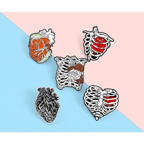 Heart In Bones Commitment To Love Enamel Pin Lapel Pins Badges Women Brooch Top Accessories Jewelry Gifts For Couples Wholesale