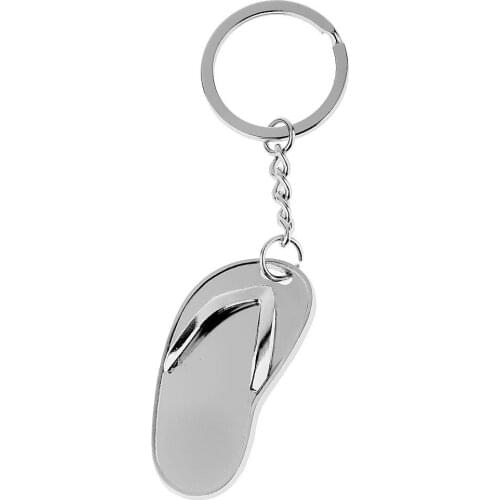 Flip Flops Shaped Pendant Metal Keychain Silver-color
