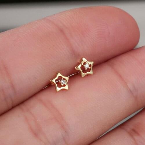 Cxwind Fashion Pentangram Stud Earrings for Women Girl Cute Piercing Feamale Crystal Star Earring Statement Girls Party Jewelry
