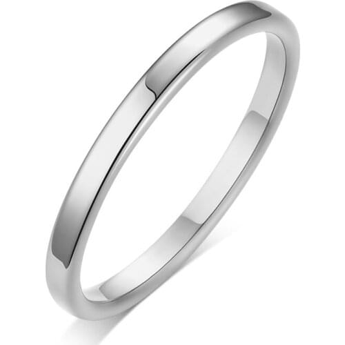 Women Stainless Steel Band Rings Rose Gold Color Smooth Simple Wedding Flat Ring Bijouterie 3-10 size