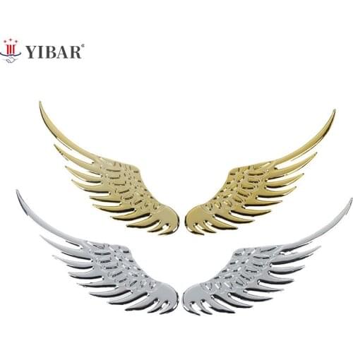 1 Pair 3D Metal Car Stickers Angel Hawk Wings Emblem Badge Decal Car Motorcycle Sticker Golden Silver Color Optional