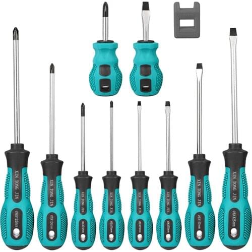 10pcs Ergonomic Multipurpose Screwdriver Set Phillips Slotted PP Handle Repair Screw Driver Electrician Hand Tools