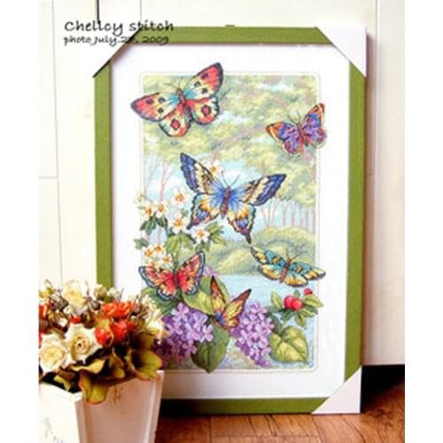 14/22/25ct Lovely Counted Cross Stitch Kit Butterfly Forest Butterflies and Flower dim 35223