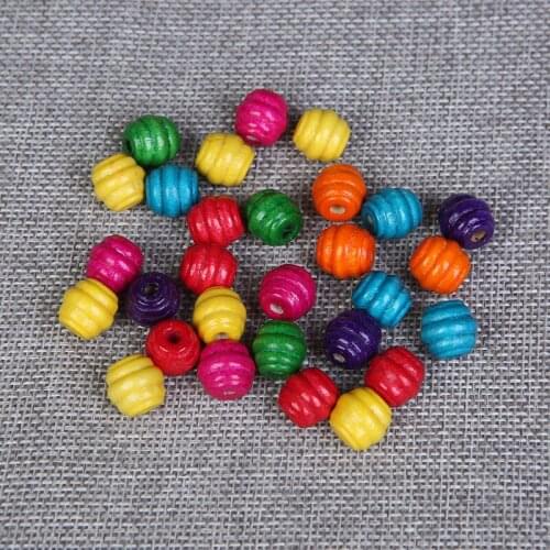 200pcs 10mm Dye Thread Round Spacer Wood Beads For Baby DIY Crafts Kids Toys Jewelry Making DIY Loose Colorful Wooden Beads