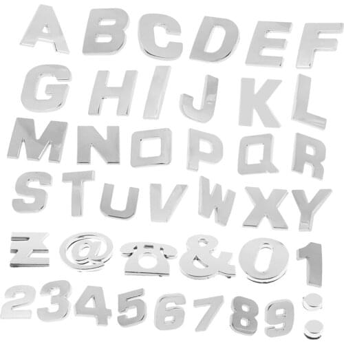 200 Pieces Chrome Car Emblem Sticker Alphabet Letter Number Symbol Decal Chrome Plated Finish