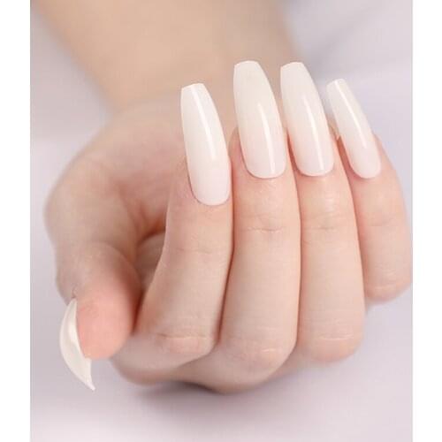 24pcs/set Long Coffin False Nails With Glue Fashion Full Cover Ballerina Nails DIY Manicure Artificial Nail Decor Press On Nails