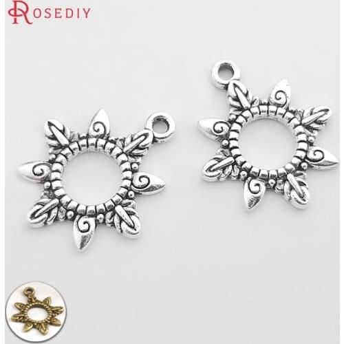 30104)50PCS 18.5MM Antique Bronze Plated Zinc Alloy Small Sun Charms Pendants Diy Jewelry Findings Accessories wholesale