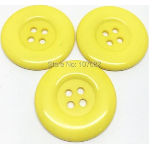 50pcs 38mm Large Round Tire Resin Buttons YELLOW 4 Holes Button Sewing Scrapbook Cardmaking Bag Decorations
